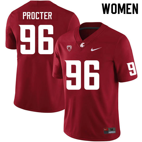 Women #96 Jack Procter Washington State Cougars College Football Jerseys Sale-Crimson